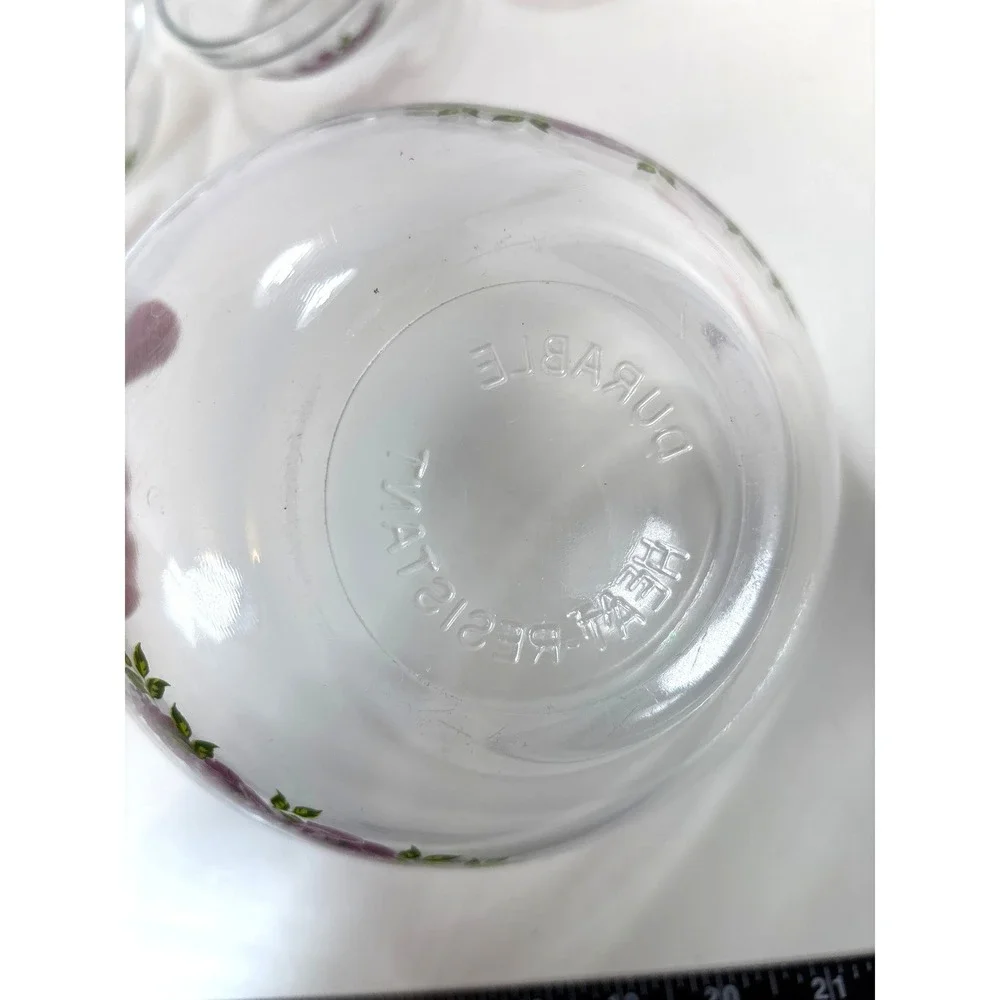Vintage Imperial Glass Purple Floral Rose Nesting Bowl Set 5 Piece Heat Resists